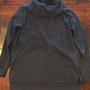 Gray sweater with cowl neck